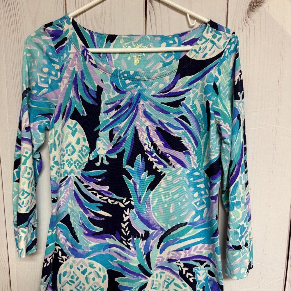 Lilly Pulitzer Hollee Dress Small Pineapple Party Print EUC - Picture 2 of 11